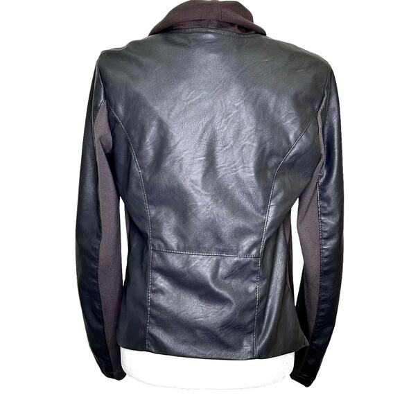Blank NYC Gray Mixed Media Asymmetrical Zippered Moto Jacket Women's Medium - Picture 6 of 11
